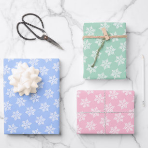 Skandinavisches weißes Schneeflockenmuster auf Pas Geschenkpapier Set
