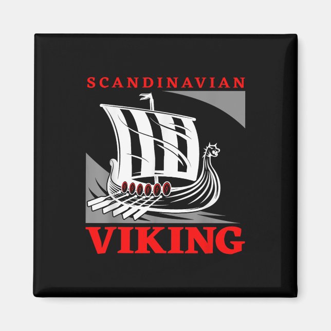 Skandinavisches Wikinger-Schiff Drachenboot Drakka Magnet (Vorne)