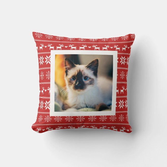 Skandinavisches Wintermuster - Foto hinzufügen Kissen (Vorderseite)