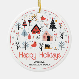 Skandinavisches Winterszenario Weihnachtsfeiertag Keramik Ornament