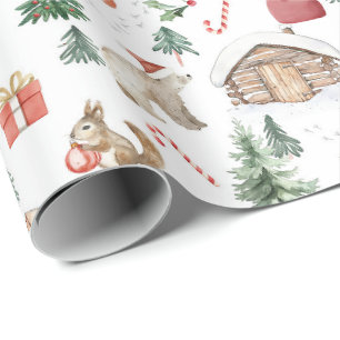 Skandinavisches Winterwunderland-Wald-Weihnachten Geschenkpapier