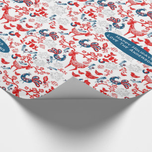 Skandinavisches Woodland Dei Winter Weihnachten Geschenkpapier