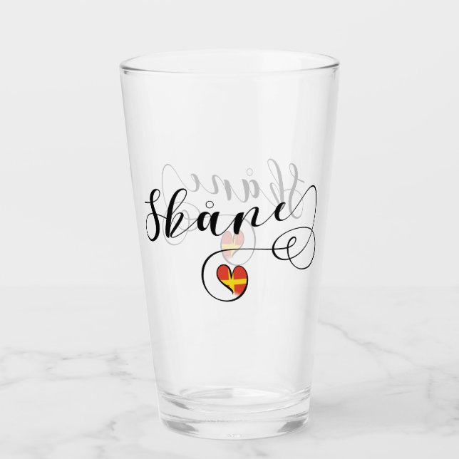 Skåne Flag Heart, Schweden, Scania Glas (Vorderseite)