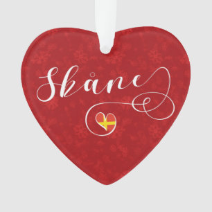 Skåne Flag Heart, Schweden, Scania Ornament