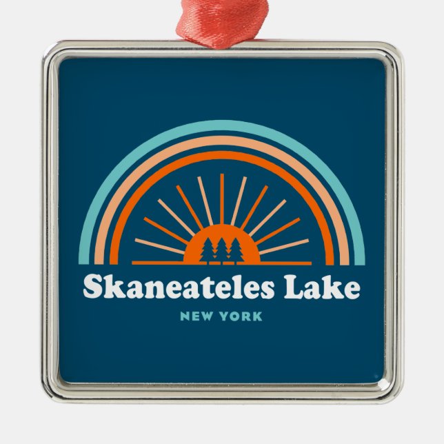 Skaneateles Lake New York Rainbow Ornament Aus Metall (Vorne)