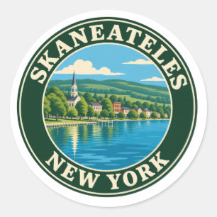 Skaneateles New York Flaches Reiseabzeichen Runder Aufkleber