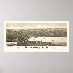 Skaneateles, NY panoramische Karte - 1884 Poster