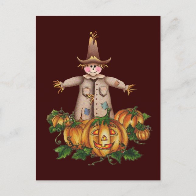 SKARECROW & PUMPKIN PATCH VON SHARON SHARPE POSTKARTE (Vorderseite)