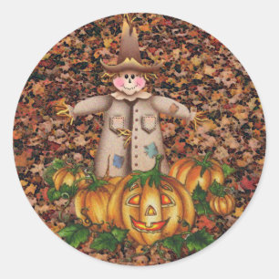 SKARECROW & PUMPKIN PATCH VON SHARON SHARPE RUNDER AUFKLEBER