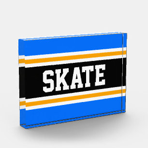 SKATE Athletic Bright Blue Black Yellow Stripes Fotoblock