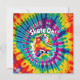 Skate auf Rollschuhbahn Tie Dye Hippie Einladung