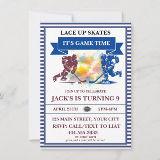 "Skate auflocken, es ist Spielzeit" Eishockey Einladung