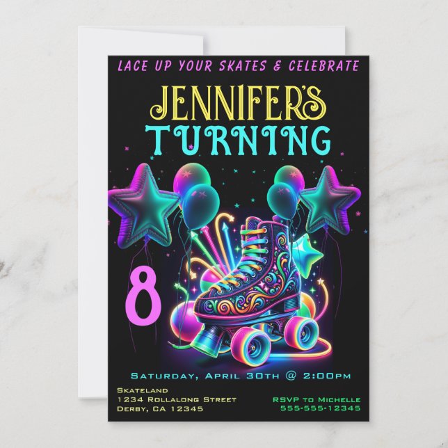 Skate Birthday Party Einladung (Vorderseite)