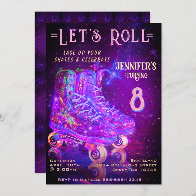 Skate Birthday Party Invitation Einladung (Vorne/Hinten)