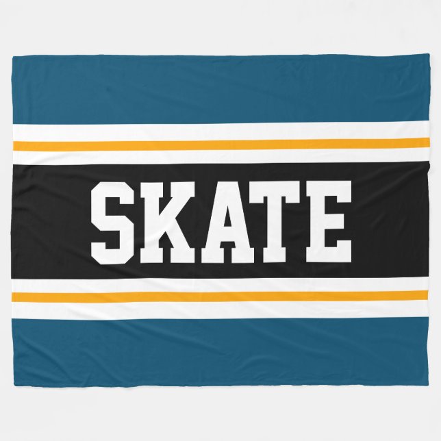 SKATE Breite AQUAMARINE, gelb-schwarze Streifen Fleecedecke (Vorderseite (Horizontal))