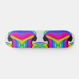 Skate Deck mit Regenbogenhaar Silhouette Skateboard
