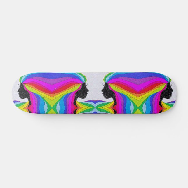 Skate Deck mit Regenbogenhaar Silhouette Skateboard (Horizontal)