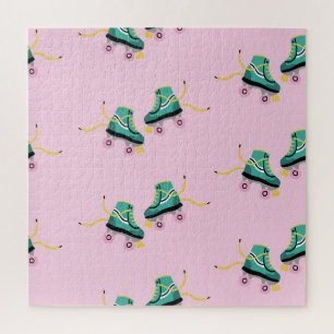 Skate der Retrowalze: rosa Muster. Puzzle