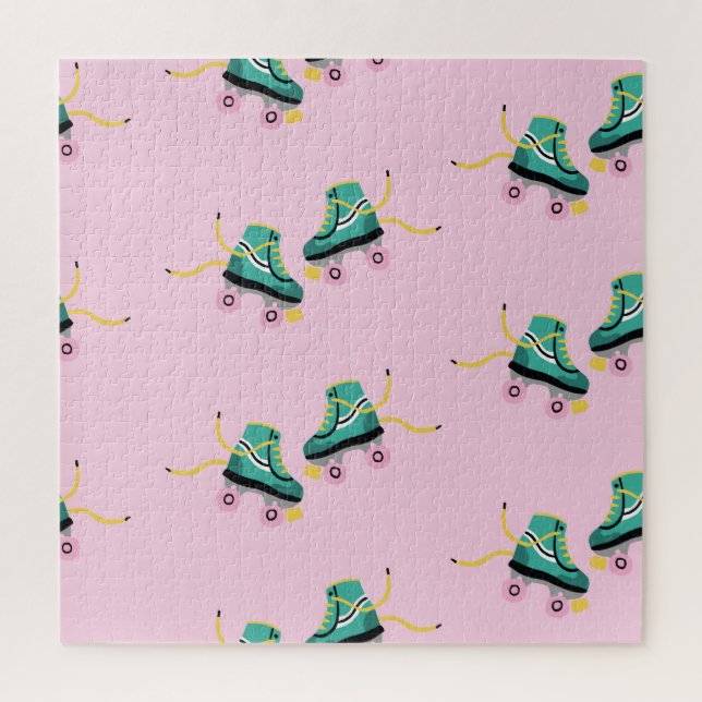 Skate der Retrowalze: rosa Muster. Puzzle (Vertikal)