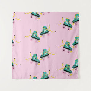 Skate der Retrowalze: rosa Muster. Wandteppich