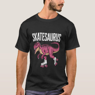 Skate Dinosaur Rollschuh T-Rex Dino Lustig Rol T-Shirt
