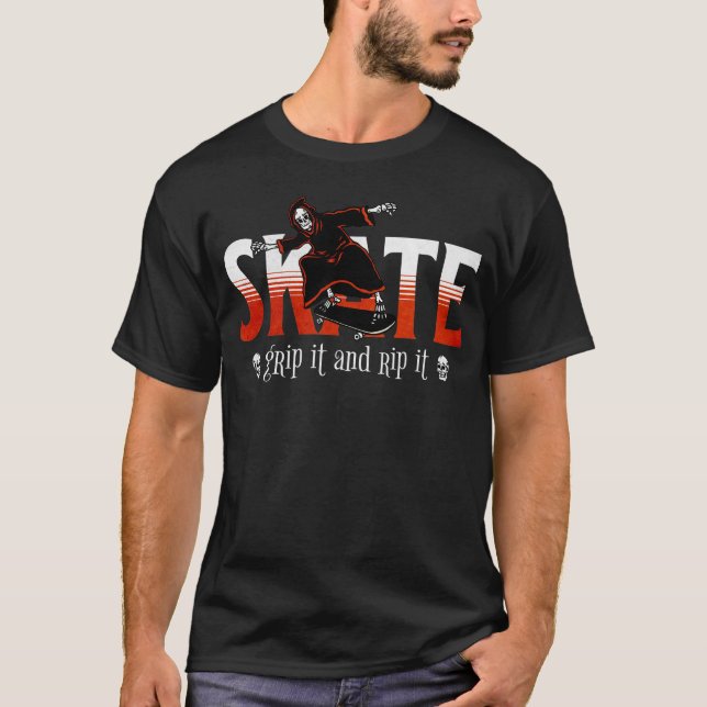 Skate fassen sie und reißen sie in den Sensenmann T-Shirt (Vorderseite)