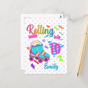 Skate Geburtstagsrollen in Matching Birthday Girl Postkarte