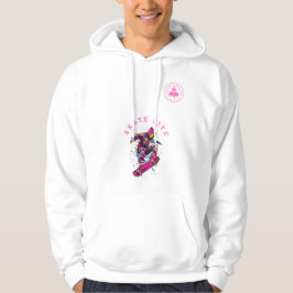 Skate Life Pink Happy Hoodie in Weiß