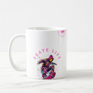 Skate Life Pink Happy Hoodie in Weiß Kaffeetasse