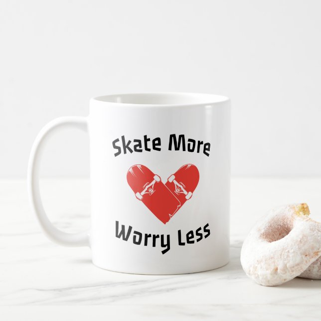 Skate macht sich weniger Sorgen - Funny Skaten Kaffeetasse (Mit Donut)