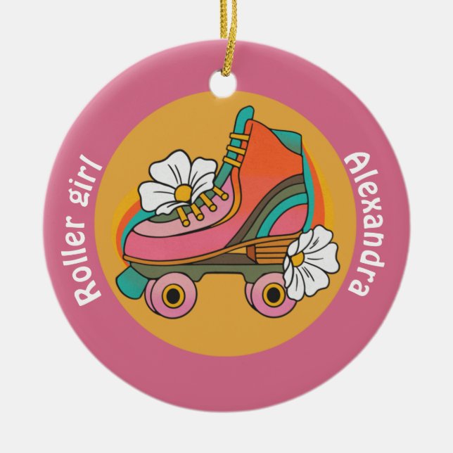 Skate mit Rollen lieben rosa Kinder Ornament (Vorne)