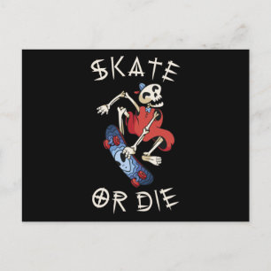 Skate oder die Grim Sensenmann Skeletton Skateboar Postkarte