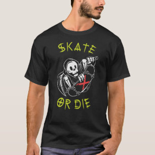 Skate oder die Grim Sensenmann Skeletton Skateboar T-Shirt