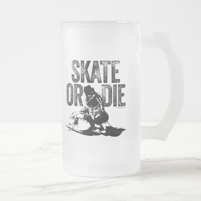Skate oder Die (Hockey) Mattierte Glass-Bier-Tasse Mattglas Bierglas (Rechts)
