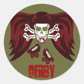 Skate oder die mit Engelsflügeln Runder Aufkleber