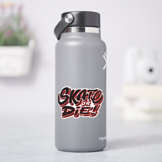 Skate oder Die Rot, 4" Kiss Cut Vinyl Sticker (HydroFlask)