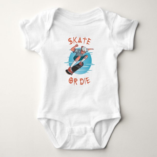 Skate oder die Skateboarder Boy Baby Strampler (Vorderseite)