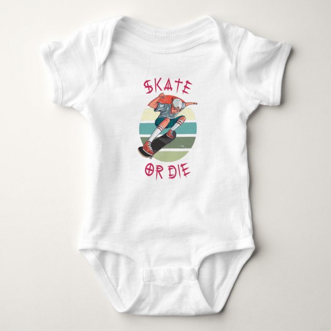 Skate oder die Skateboarder Boy Baby Strampler (Vorderseite)