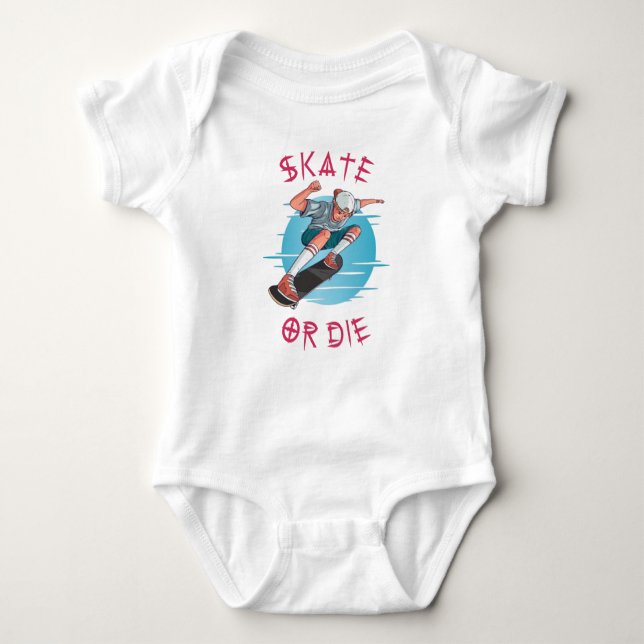 Skate oder die Skateboarder Boy Baby Strampler (Vorderseite)