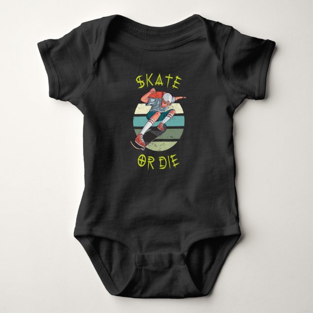Skate oder die Skateboarder Boy Baby Strampler (Vorderseite)