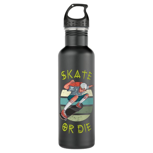 Skate oder die Skateboarder Boy Edelstahlflasche (Vorderseite)