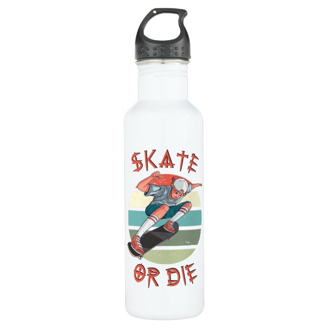 Skate oder die Skateboarder Boy Edelstahlflasche (Vorderseite)