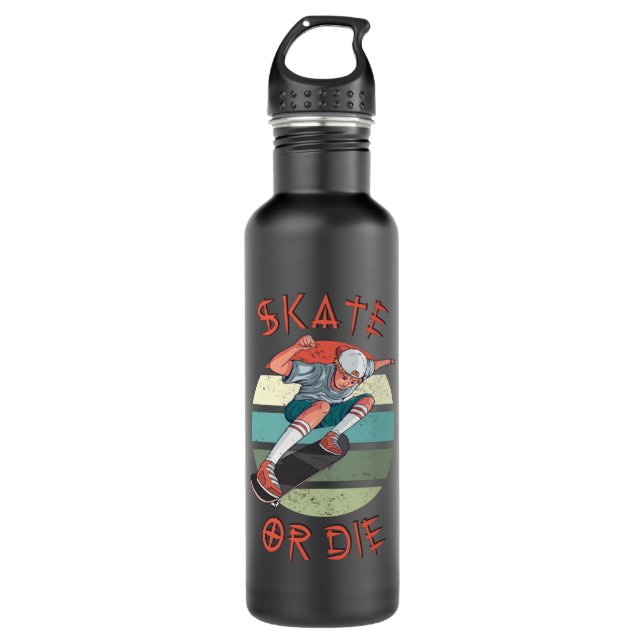 Skate oder die Skateboarder Boy Edelstahlflasche (Vorderseite)