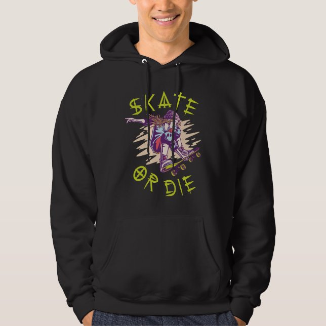 Skate oder die Skateboarder Girl Hoodie (Vorderseite)