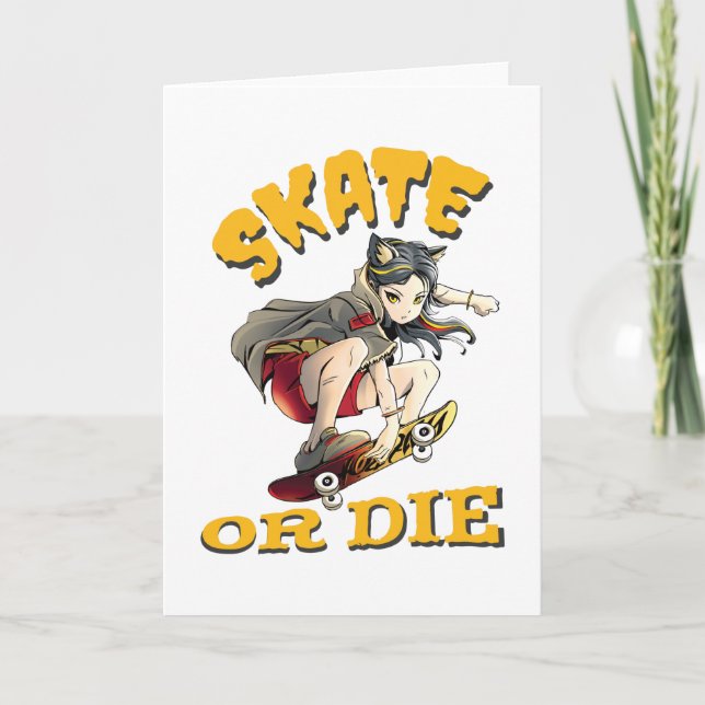 Skate oder die Skateboarder Girl Karte (Vorderseite)