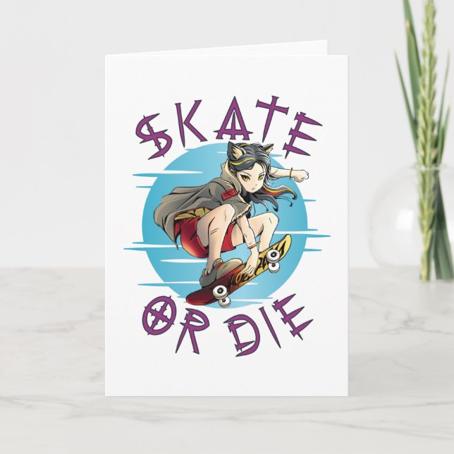 Skate oder die Skateboarder Girl Karte (Vorderseite)