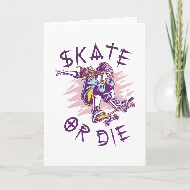 Skate oder die Skateboarder Girl Karte (Vorderseite)