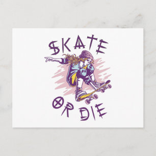 Skate oder die Skateboarder Girl Postkarte