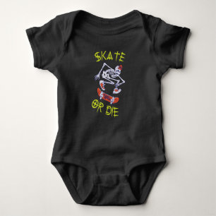 Skate oder die Skeleton-Skateboarder Baby Strampler