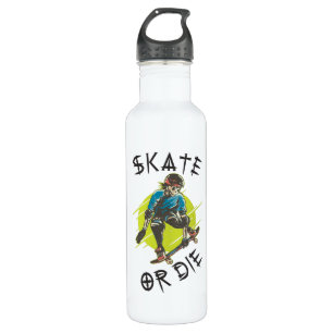 Skate oder die Skeleton-Skateboarder Edelstahlflasche